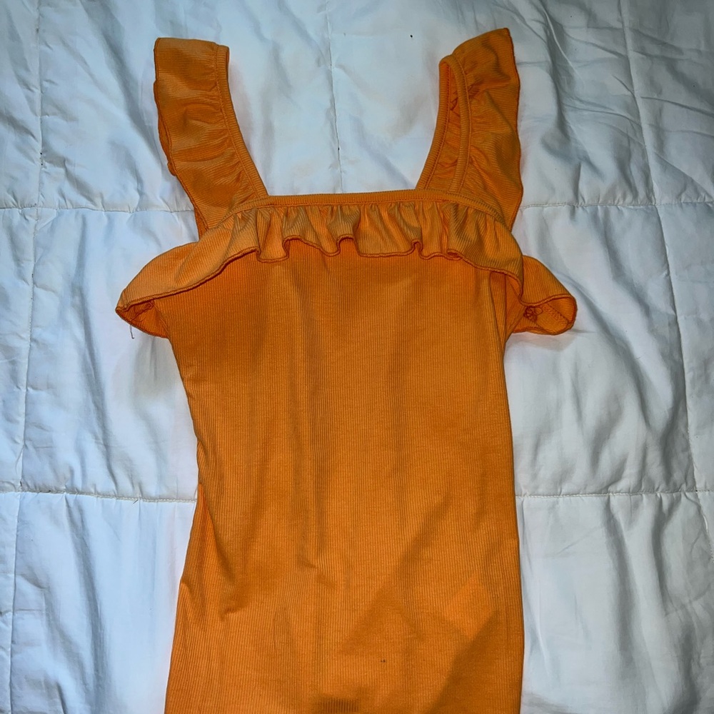 Orange Ruffle Sleeve Top